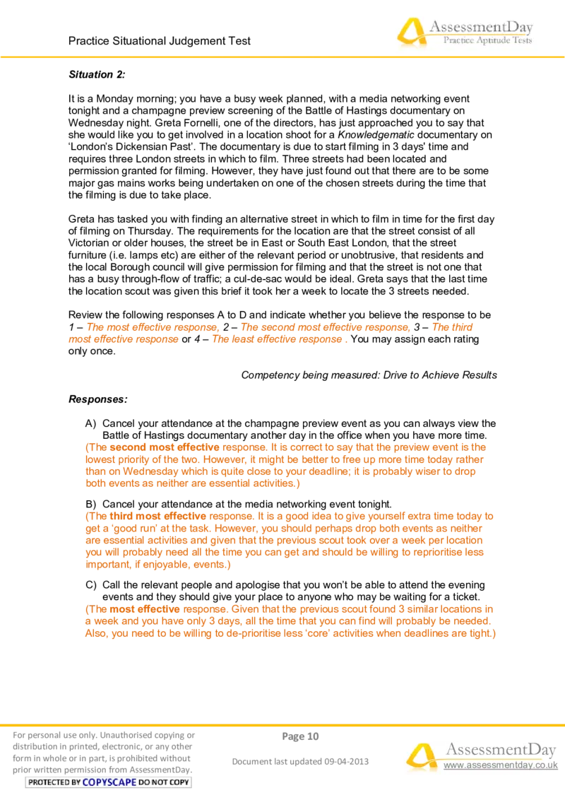 SJT2-Answers_2025春招题库汇总_十大行测题库_2023年十大热门题库更新中_05、TalentQ汇总_TalentQ测试题（适合大多数外资银行以及其他企业）_1必看SituationalJudgementTest（SJT）（约60道）