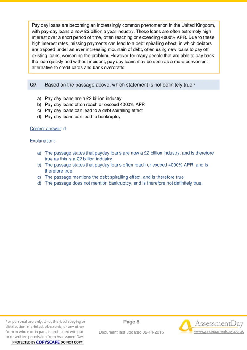 VerbalComprehensionTest4-Solutions_2025春招题库汇总_十大行测题库_2023年十大热门题库更新中_05、TalentQ汇总_TalentQ测试题（适合大多数外资银行以及其他企业）_VerbalReasoning