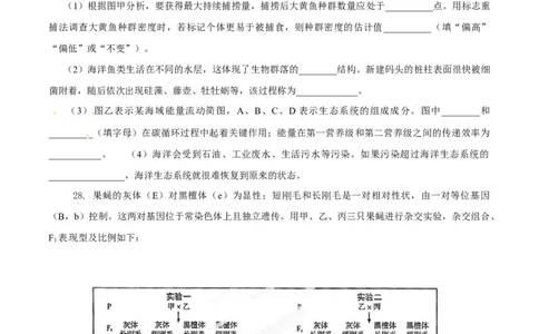 2014年高考生物试卷（山东）（空白卷）_生物历年高考真题_新&middot;Word版2008-2025&middot;高考生物真题_生物（按年份分类）2008-2025_2014&middot;高考生物真题