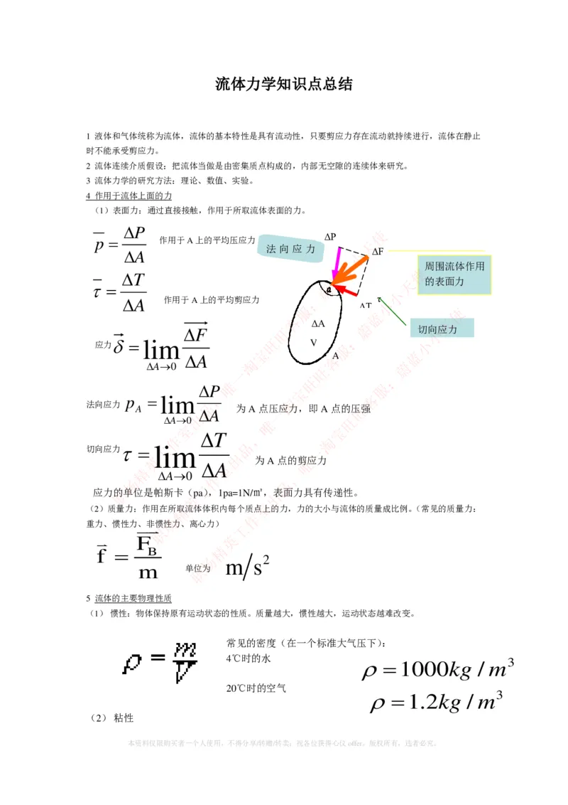 热能工程与动力类专业知识点--流体力学知识点讲义整理_2025春招题库汇总_国企题库_国家能源_20230827_151217_2-国家能源集团2023招聘笔试完整知识点（专业知识部分）_热能工程与动力类