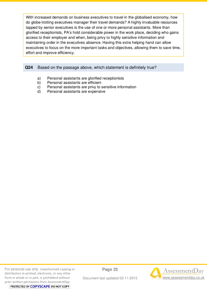 VerbalComprehensionTest4-Questions_2025春招题库汇总_十大行测题库_2023年十大热门题库更新中_05、TalentQ汇总_TalentQ测试题（适合大多数外资银行以及其他企业）_VerbalReasoning