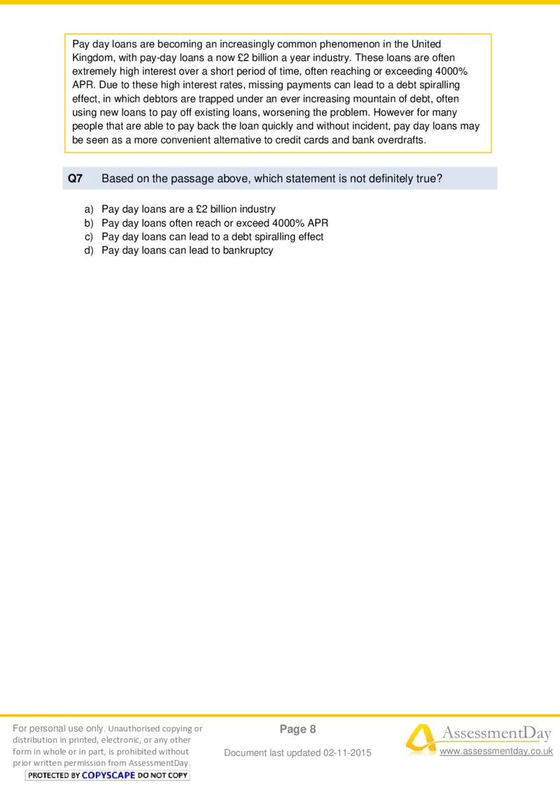 VerbalComprehensionTest4-Questions_2025春招题库汇总_十大行测题库_2023年十大热门题库更新中_05、TalentQ汇总_TalentQ测试题（适合大多数外资银行以及其他企业）_VerbalReasoning