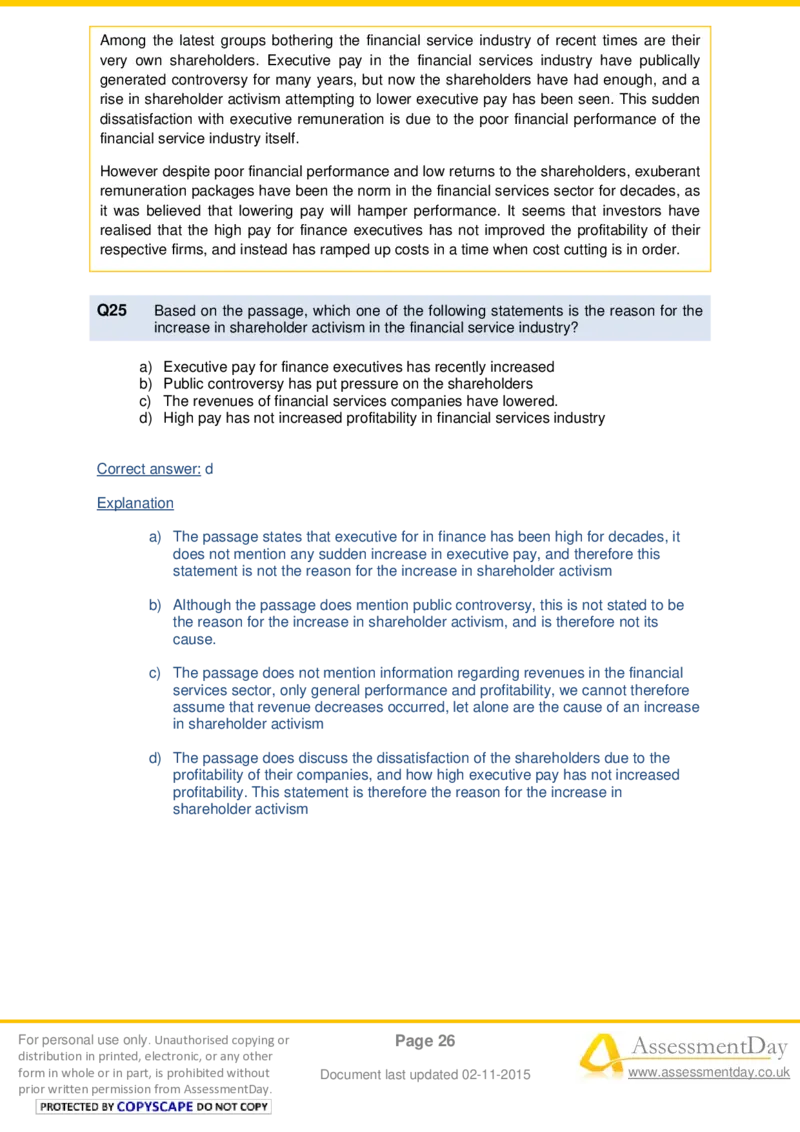 VerbalComprehensionTest3-Solutions_2025春招题库汇总_十大行测题库_2023年十大热门题库更新中_05、TalentQ汇总_TalentQ测试题（适合大多数外资银行以及其他企业）_VerbalReasoning