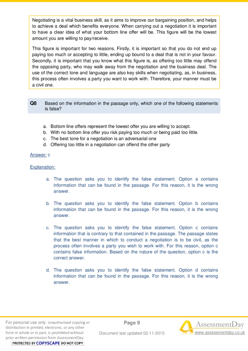 VerbalComprehensionTest3-Solutions_2025春招题库汇总_十大行测题库_2023年十大热门题库更新中_05、TalentQ汇总_TalentQ测试题（适合大多数外资银行以及其他企业）_VerbalReasoning