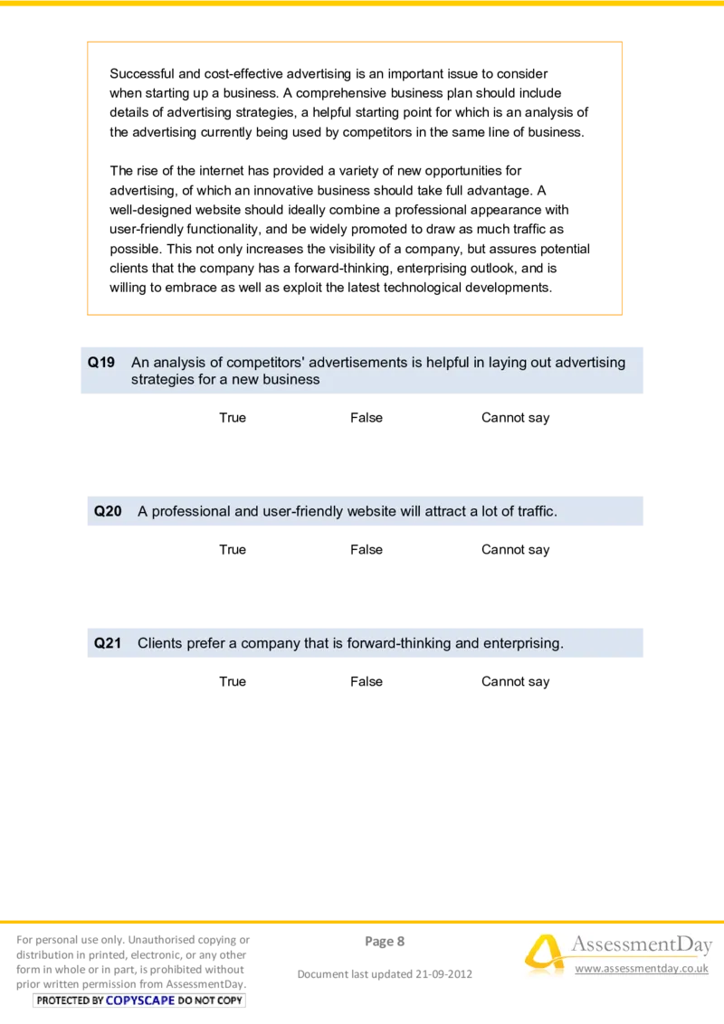 VerbalReasoningTest4-Questions_2025春招题库汇总_十大行测题库_2023年十大热门题库更新中_05、TalentQ汇总_TalentQ笔试题库中文_TalentQ（图文版-参考）_2选看通用测试题，适用于TalentQ（N多题）