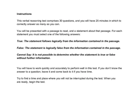 VerbalReasoningTest4-Questions_2025春招题库汇总_十大行测题库_2023年十大热门题库更新中_05、TalentQ汇总_TalentQ笔试题库中文_TalentQ（图文版-参考）_2选看通用测试题，适用于TalentQ（N多题）