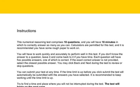NumericalReasoningTest22-Questions_2025春招题库汇总_八大题库-1_04八大汇总_信永中和_专业题综合知识-参考_英文题_NumericalReasoningTests