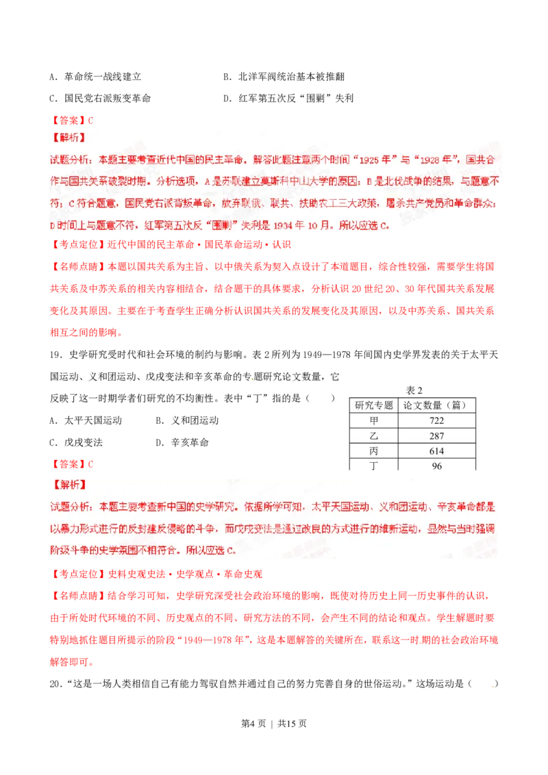 2015年高考历史试卷（山东）（解析卷）_历史历年高考真题_新&middot;PDF版2008-2025&middot;高考历史真题_历史（按年份分类）2008-2025_2015&middot;历史高考真题