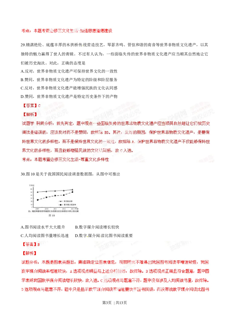 2014年高考政治试卷（福建）（解析卷）_政治历年高考真题_新&middot;Word版2008-2025&middot;高考政治真题_政治（按年份分类）2008-2025_2014&middot;政治高考真题