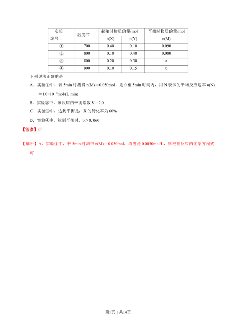 2014年高考化学试卷（四川）（解析卷）_历年高考真题合集_化学历年高考真题_新&middot;Word版2008-2025&middot;高考化学真题_化学（按年份分类）2008-2025_2014&middot;高考化学真题