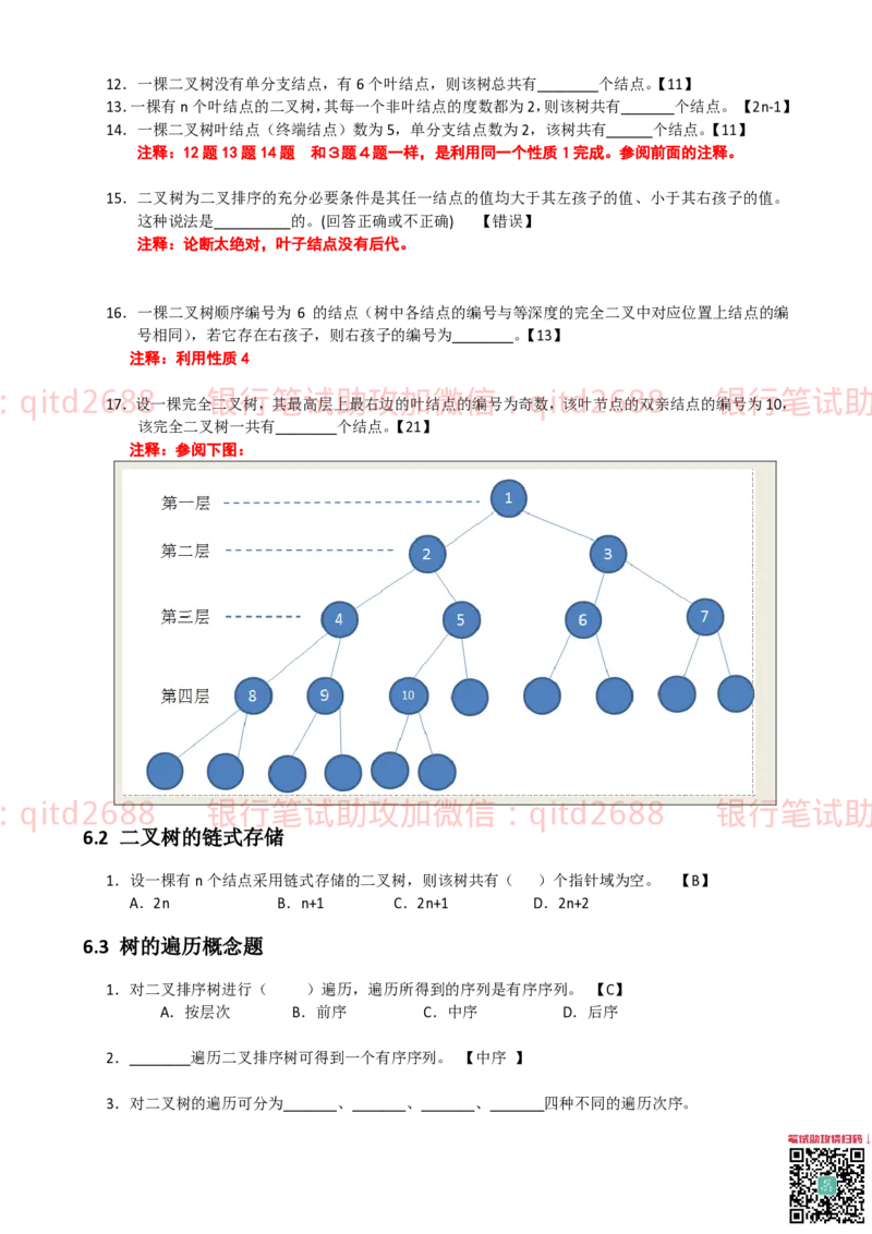 信息技术类-题库-数据结构与算法分析练习题_2025春招题库汇总_银行题库-1_银行全套上岸资料_各银行笔试真题_邮储上岸资料_邮储银行招聘考试笔试复习资料