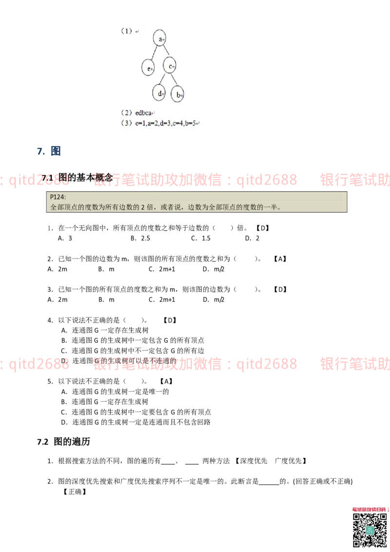信息技术类-题库-数据结构与算法分析练习题_2025春招题库汇总_银行题库-1_银行全套上岸资料_各银行笔试真题_邮储上岸资料_邮储银行招聘考试笔试复习资料