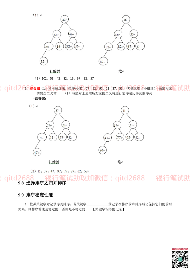 信息技术类-题库-数据结构与算法分析练习题_2025春招题库汇总_银行题库-1_银行全套上岸资料_各银行笔试真题_邮储上岸资料_邮储银行招聘考试笔试复习资料