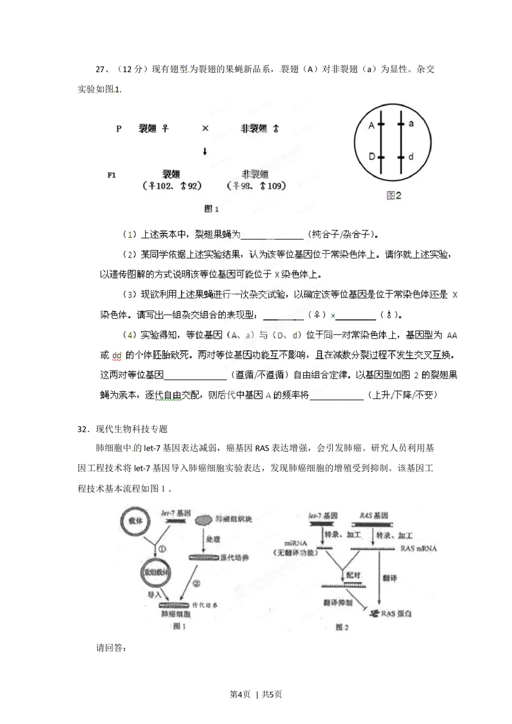 2012年高考生物试卷（福建）（空白卷）_生物历年高考真题_新&middot;Word版2008-2025&middot;高考生物真题_生物（按试卷类型分类）2008-2025_自主命题卷&middot;生物（2008-2025）