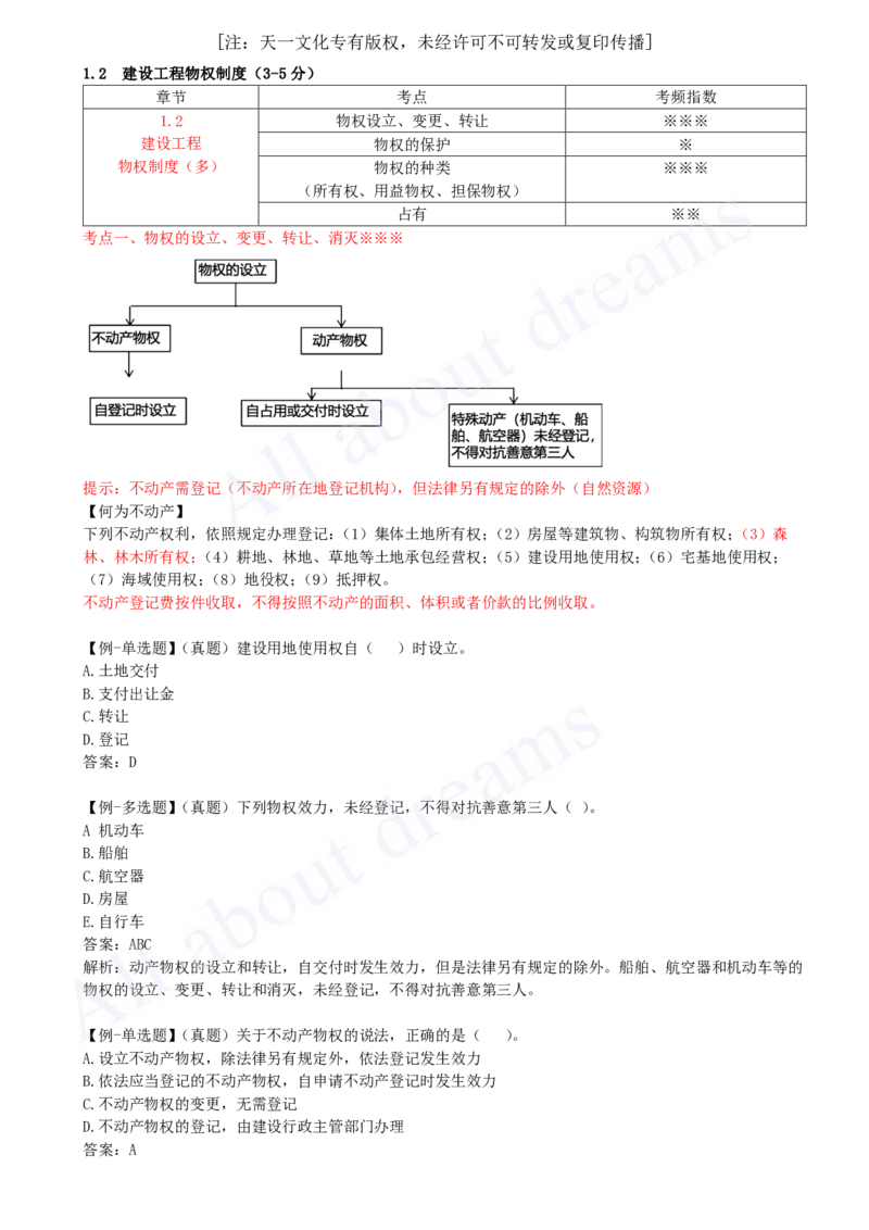 2025-03-第1章-1.2-建设工程物权制度（一）_2026年一建法规_2025年一建法规SVIP_02-基础精讲✿高端面授✿深度强化_10-法规《天一精讲班》王欣KL_讲义