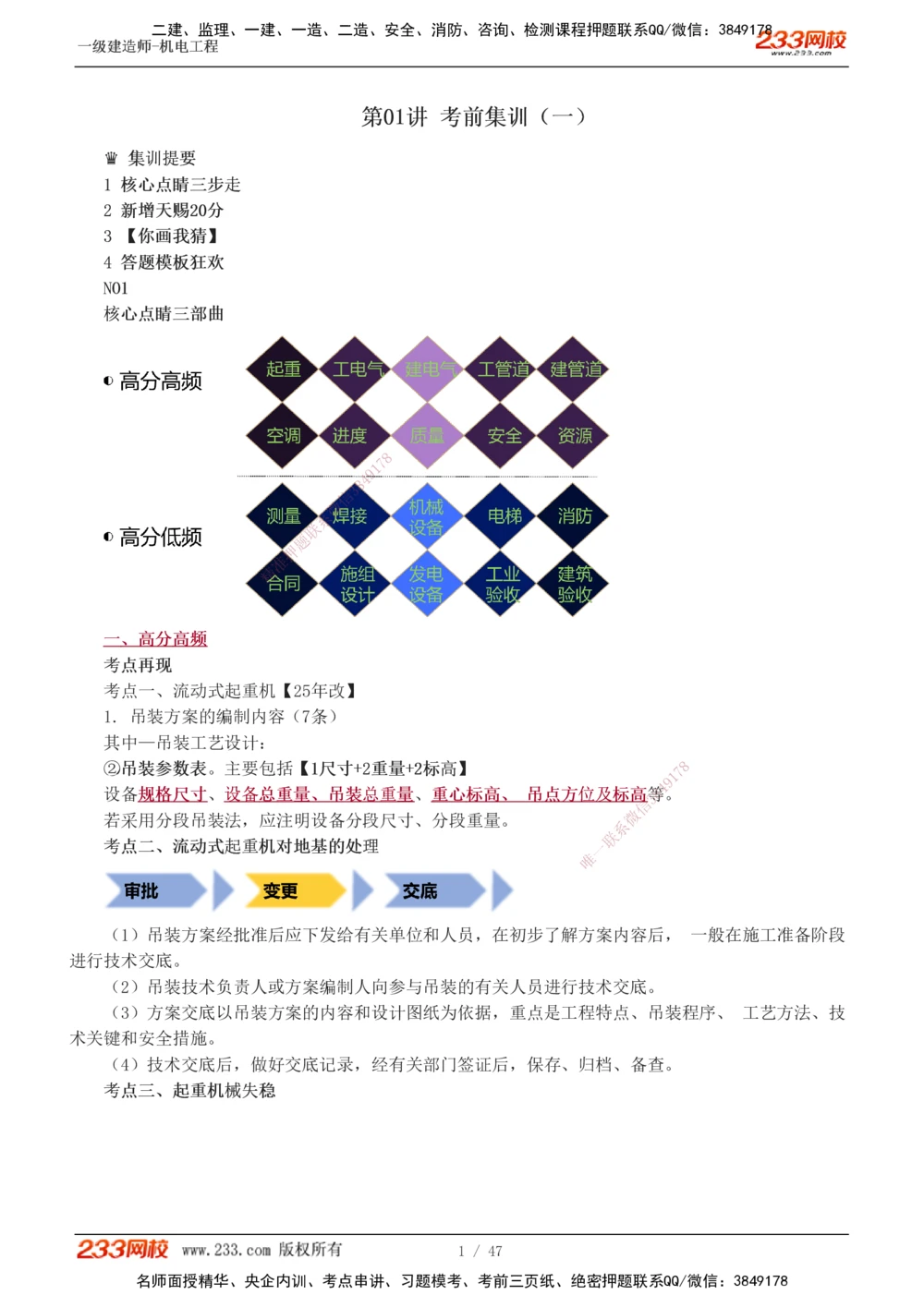 1-7_2026年一级建造师_2026年一建机电_2025年一建机电SVIP_04-冲刺串讲✿考点强化✿小灶集训_95-机电《考前集训班》王子初233