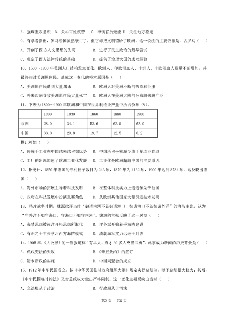 2015年高考历史试卷（海南）（空白卷）_历史历年高考真题_新&middot;PDF版2008-2025&middot;高考历史真题_历史（按试卷类型分类）2008-2025_自主命题卷&middot;历史（2008-2025）_海南自主命题&middot;历史（2008-2024）