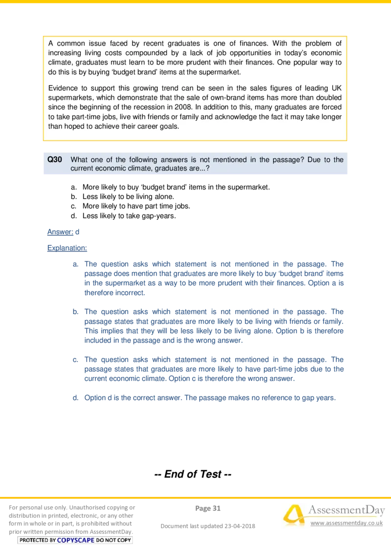 VerbalComprehensionTest2-Solutions_2025春招题库汇总_十大行测题库_2023年十大热门题库更新中_05、TalentQ汇总_TalentQ测试题（适合大多数外资银行以及其他企业）_VerbalReasoning