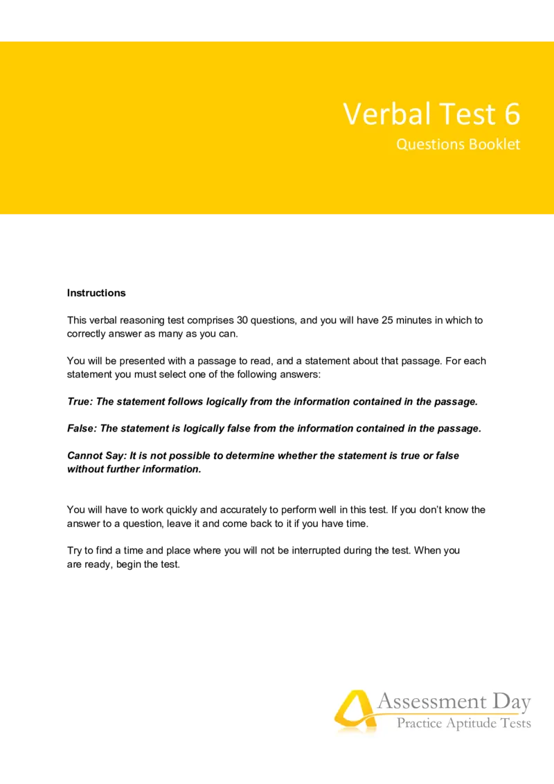 VerbalReasoningTest6-Questions_2025春招题库汇总_十大行测题库_2023年十大热门题库更新中_05、TalentQ汇总_TalentQ笔试题库中文_TalentQ（图文版-参考）_2选看通用测试题，适用于TalentQ（N多题）