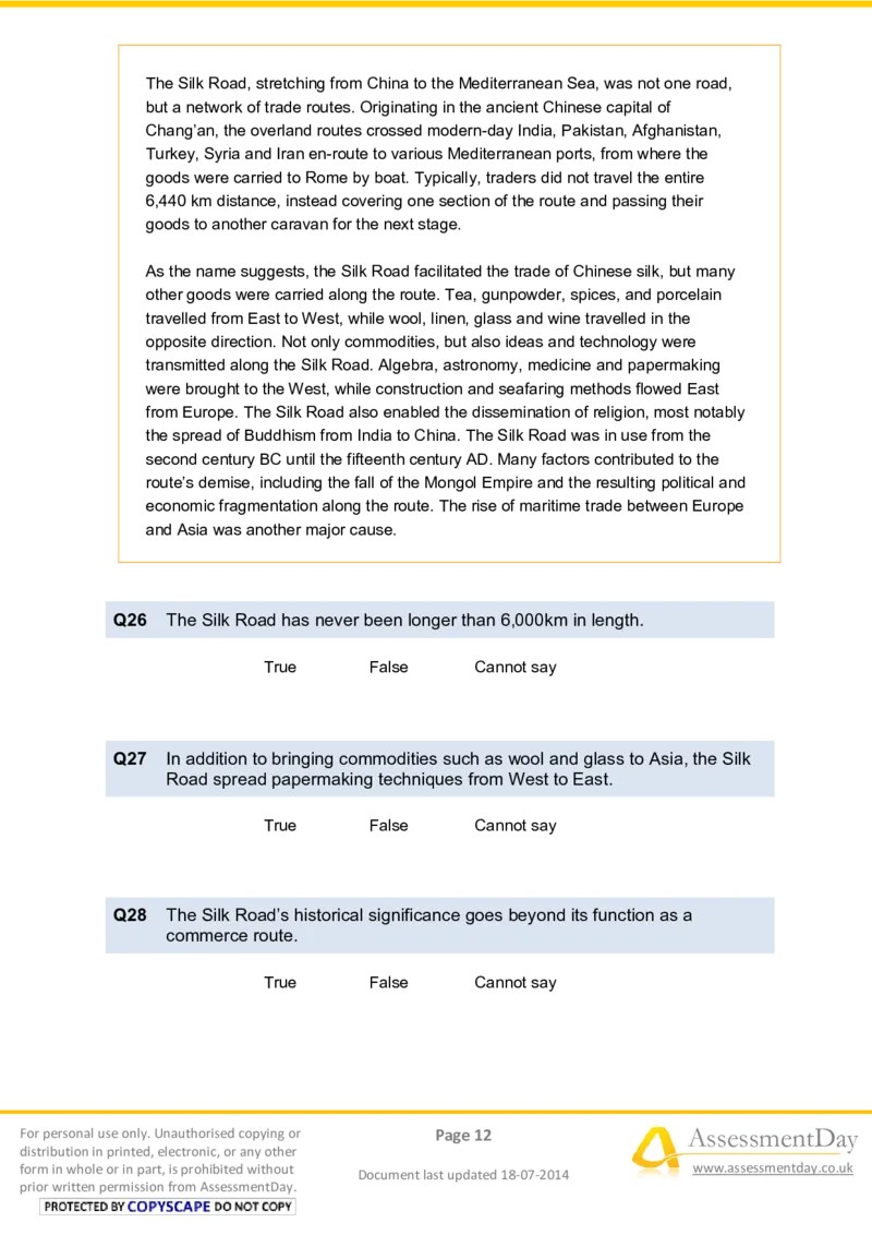 VerbalReasoningTest6-Questions_2025春招题库汇总_十大行测题库_2023年十大热门题库更新中_05、TalentQ汇总_TalentQ笔试题库中文_TalentQ（图文版-参考）_2选看通用测试题，适用于TalentQ（N多题）