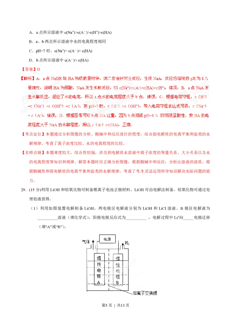 2015年高考化学试卷（山东）（解析卷）_历年高考真题合集_化学历年高考真题_新&middot;PDF版2008-2025&middot;高考化学真题_化学（按省份分类）2008-2025_2008-2025&middot;（山东）化学高考真题