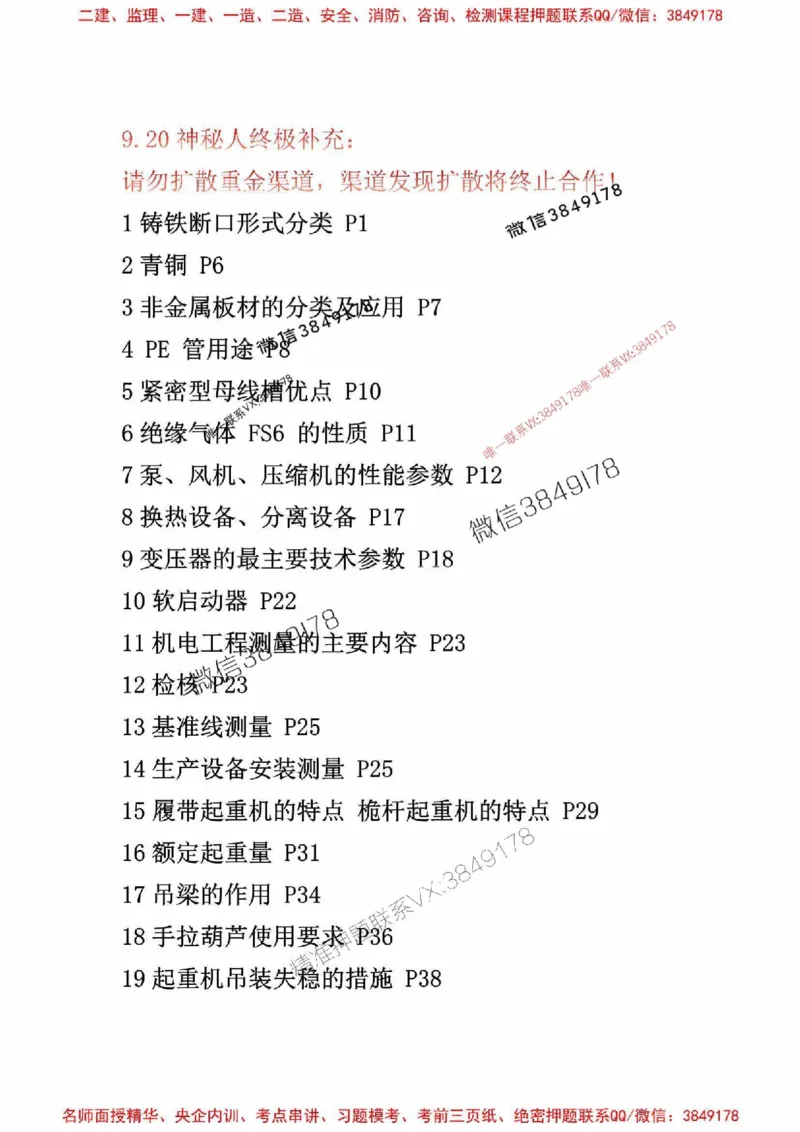 10星终极机电考前一小时神秘押题_2026年一级建造师_2026年一建机电_2025年一建机电SVIP_05-考前密训✿央企特训✿机构普押_61-机电《考前1小时神秘押题》推荐