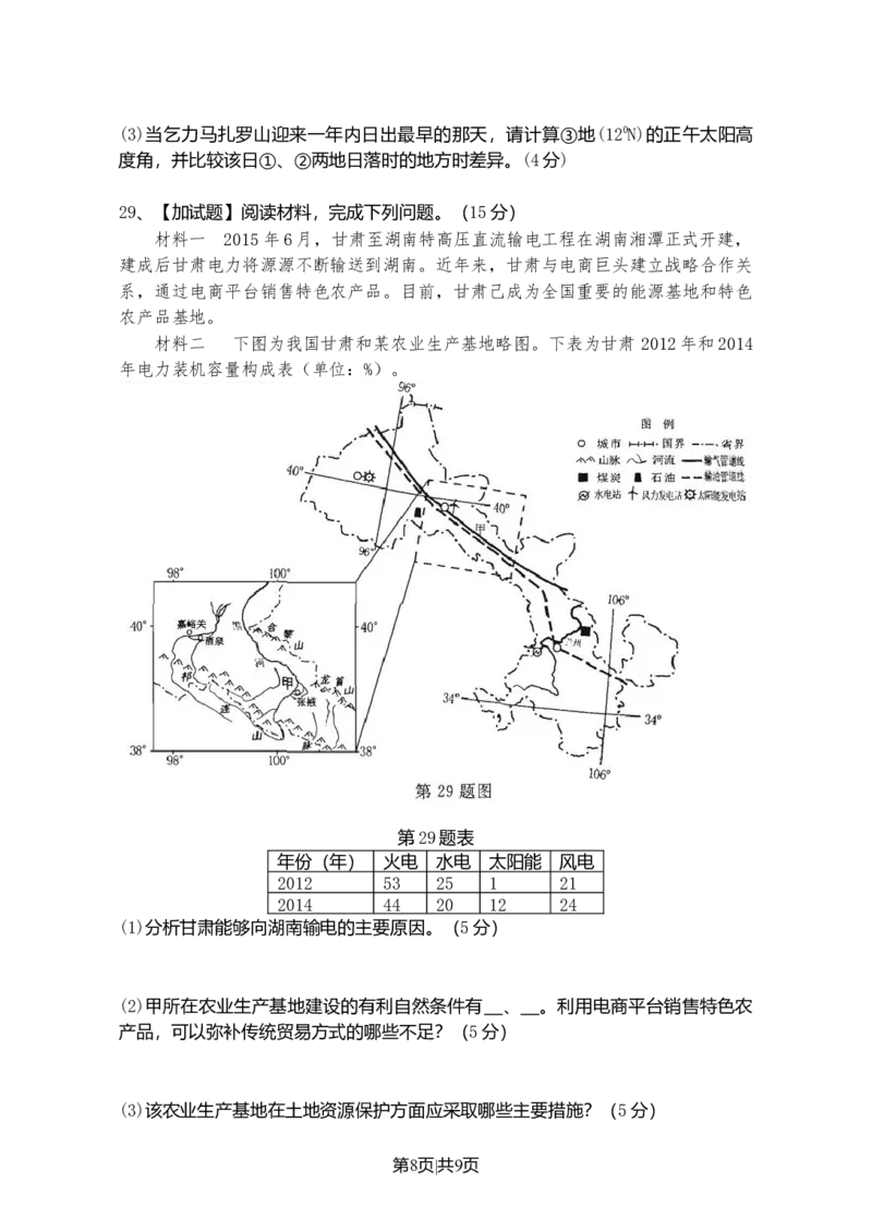 2015年高考地理试卷（浙江）（10月）（空白卷）_地理历年高考真题_新&middot;Word版2008-2025&middot;高考地理真题_地理（按年份分类）2008-2025_2015&middot;地理高考真题