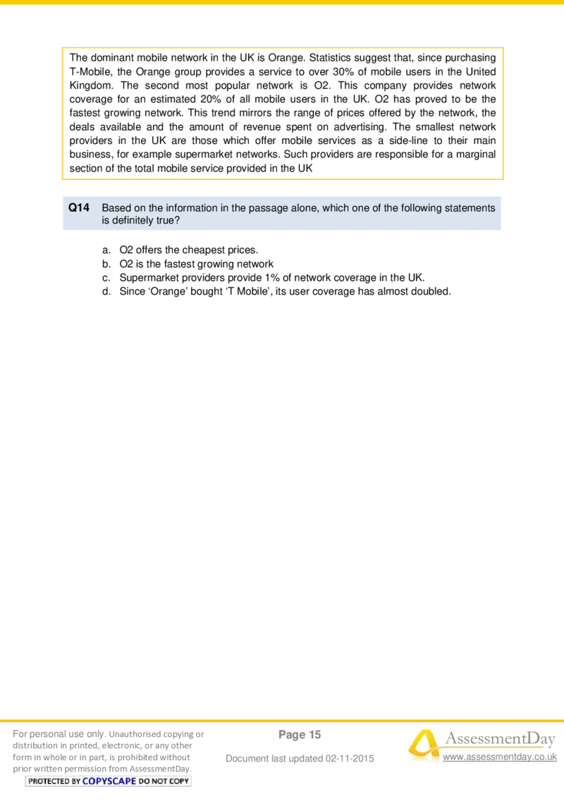 VerbalComprehensionTest3-Questions_2025春招题库汇总_十大行测题库_2023年十大热门题库更新中_05、TalentQ汇总_TalentQ测试题（适合大多数外资银行以及其他企业）_VerbalReasoning