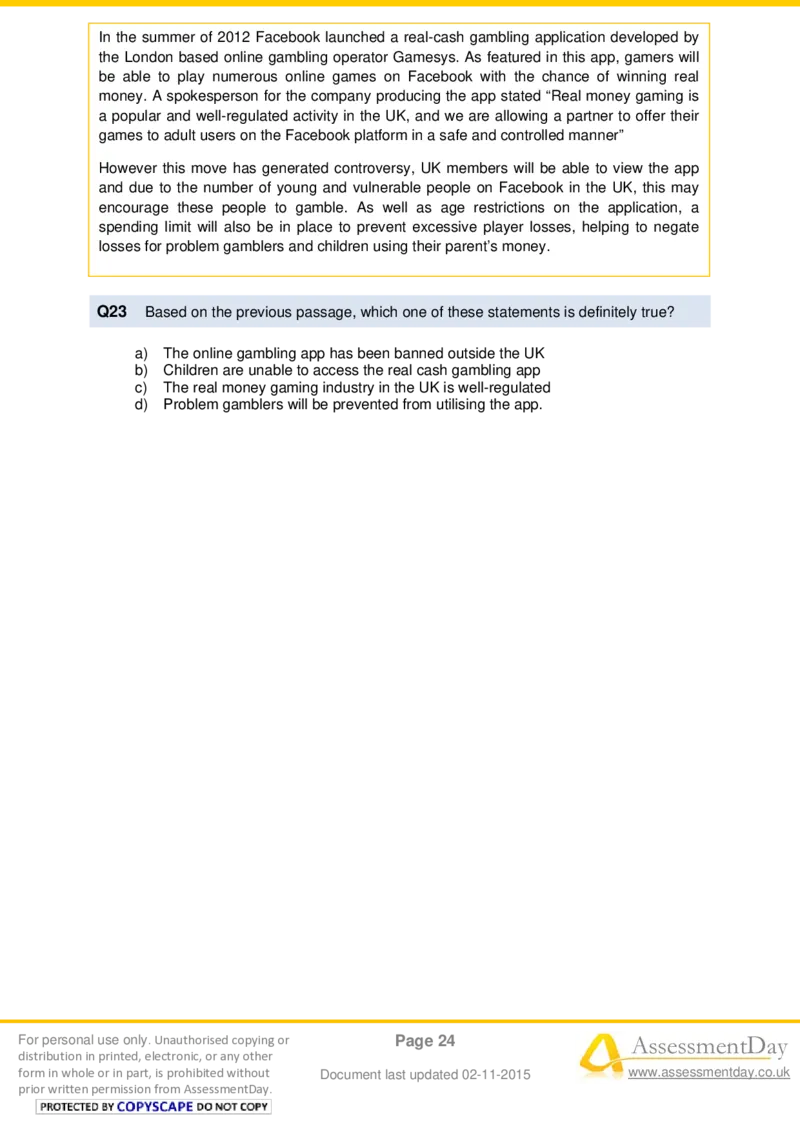 VerbalComprehensionTest3-Questions_2025春招题库汇总_十大行测题库_2023年十大热门题库更新中_05、TalentQ汇总_TalentQ测试题（适合大多数外资银行以及其他企业）_VerbalReasoning