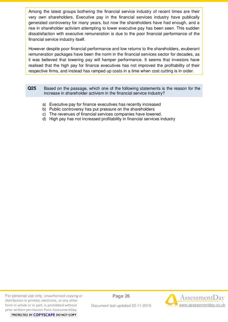 VerbalComprehensionTest3-Questions_2025春招题库汇总_十大行测题库_2023年十大热门题库更新中_05、TalentQ汇总_TalentQ测试题（适合大多数外资银行以及其他企业）_VerbalReasoning