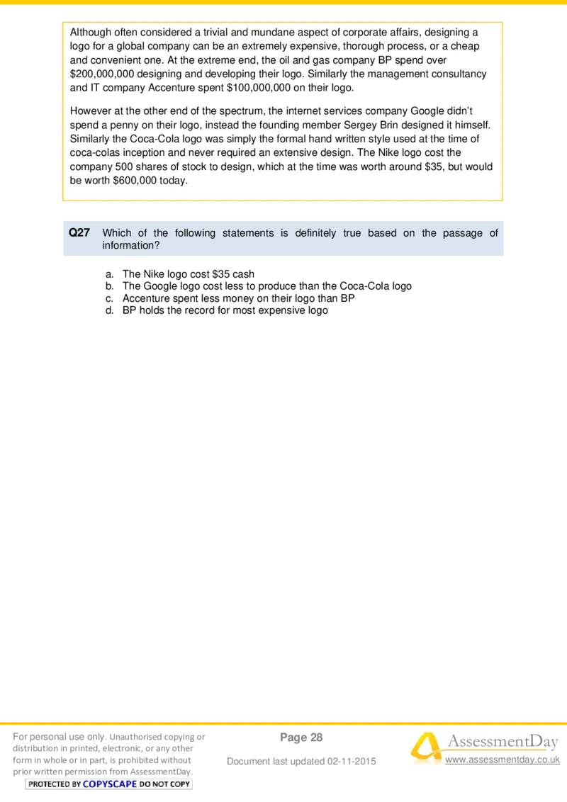 VerbalComprehensionTest3-Questions_2025春招题库汇总_十大行测题库_2023年十大热门题库更新中_05、TalentQ汇总_TalentQ测试题（适合大多数外资银行以及其他企业）_VerbalReasoning