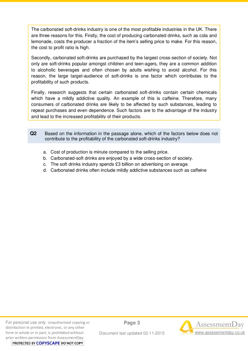 VerbalComprehensionTest3-Questions_2025春招题库汇总_十大行测题库_2023年十大热门题库更新中_05、TalentQ汇总_TalentQ测试题（适合大多数外资银行以及其他企业）_VerbalReasoning