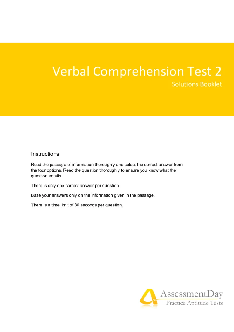 VerbalComprehensionTest2-Solutions_2025春招题库汇总_八大题库-1_04八大汇总_信永中和_专业题综合知识-参考_英文题_VerbalReasoningTests
