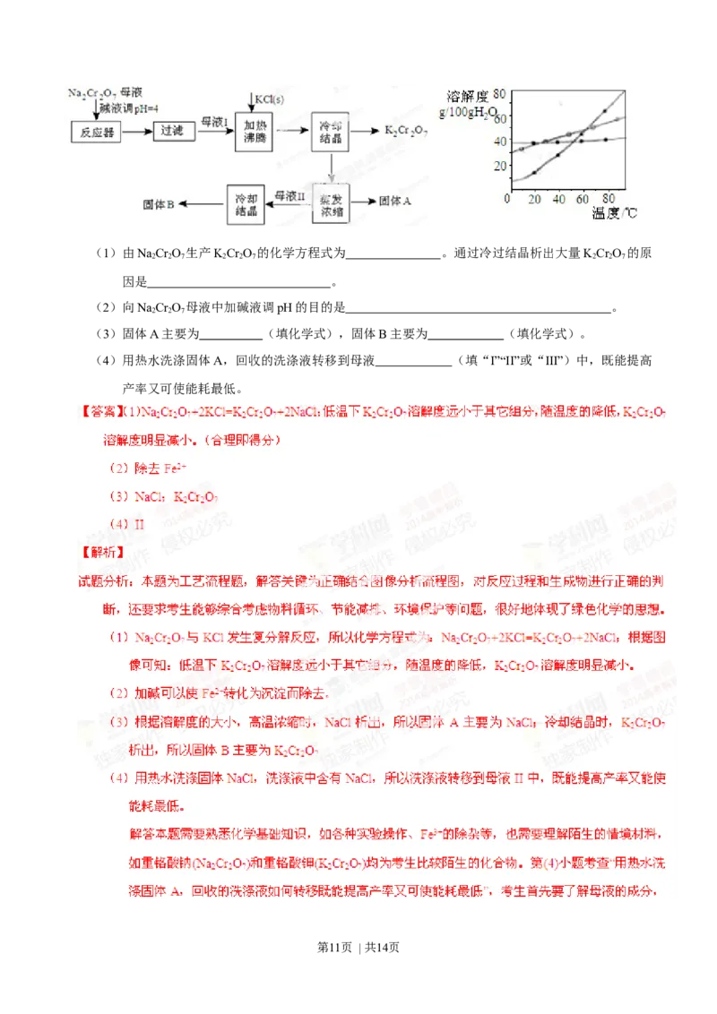 2014年高考化学试卷（山东）（解析卷）_历年高考真题合集_化学历年高考真题_新&middot;Word版2008-2025&middot;高考化学真题_化学（按年份分类）2008-2025_2014&middot;高考化学真题