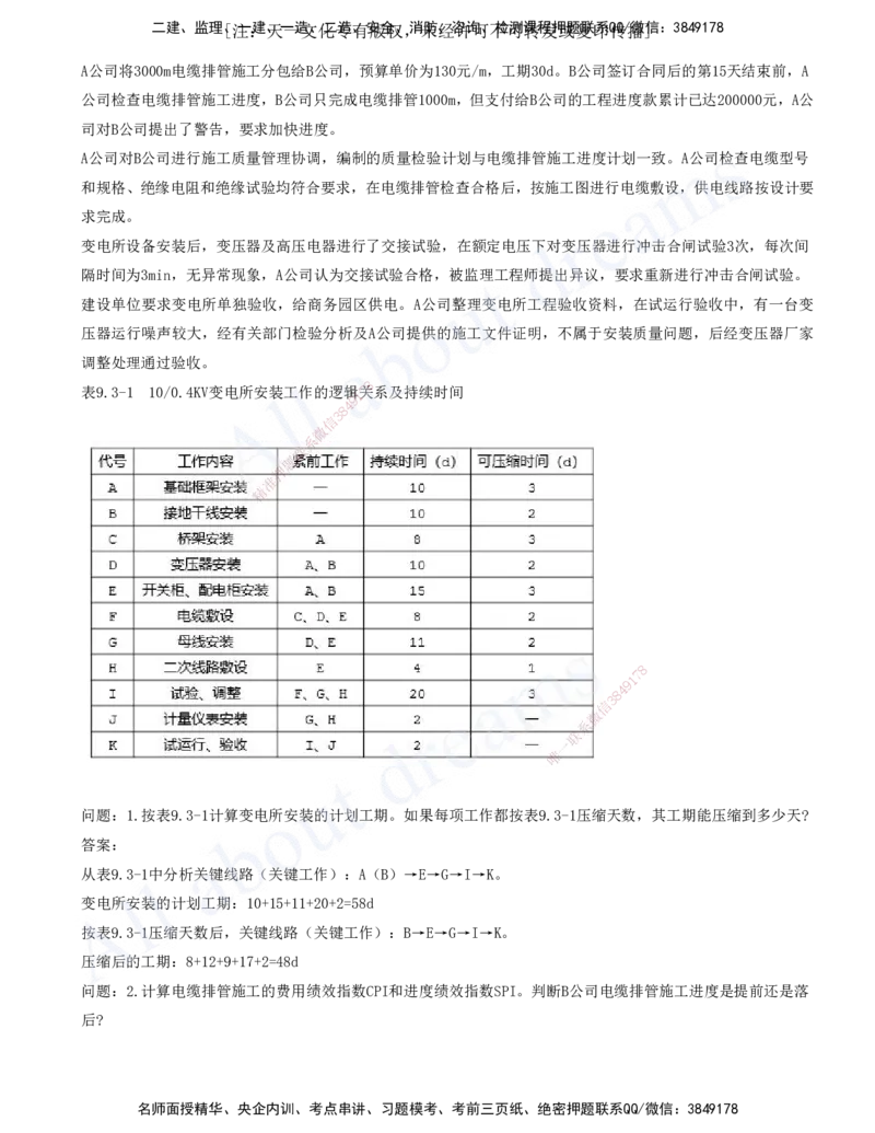 2025-09-第9章-施工进度管理_2026年一级建造师_2026年一建机电_2025年一建机电SVIP_03-习题精析✿实战特训✿模考通关_11-机电《习题解析班》王建波XSW_讲义(打印版)