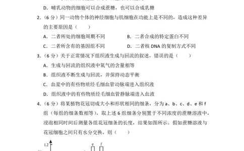 2014年高考生物试卷（新课标Ⅱ）（空白卷）_生物历年高考真题_新&middot;PDF版2008-2025&middot;高考生物真题_生物（按省份分类）2008-2025_2008-2025&middot;（黑龙江）生物高考真题