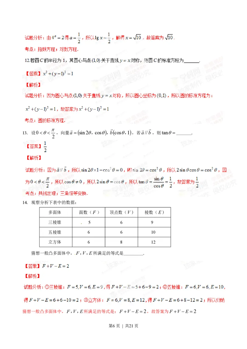 2014年高考数学试卷（理）（陕西）（解析卷）_历年高考真题合集_数学历年高考真题_新&middot;PDF版2008-2025&middot;高考数学真题_数学（按年份分类）2008-2025_2014&middot;高考数学真题