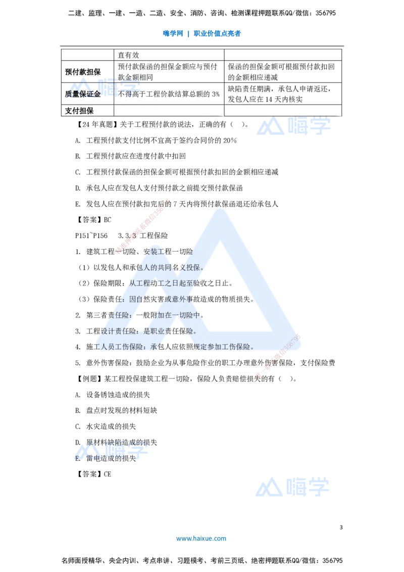 10.2025杨彬-考前拔分速成-第3章（3）3.3工程承包风险管理及担保保险_2026年一级建造师_2026年一建管理_2025年一建管理SVIP_04-冲刺串讲✿考点强化✿小灶集训_讲义