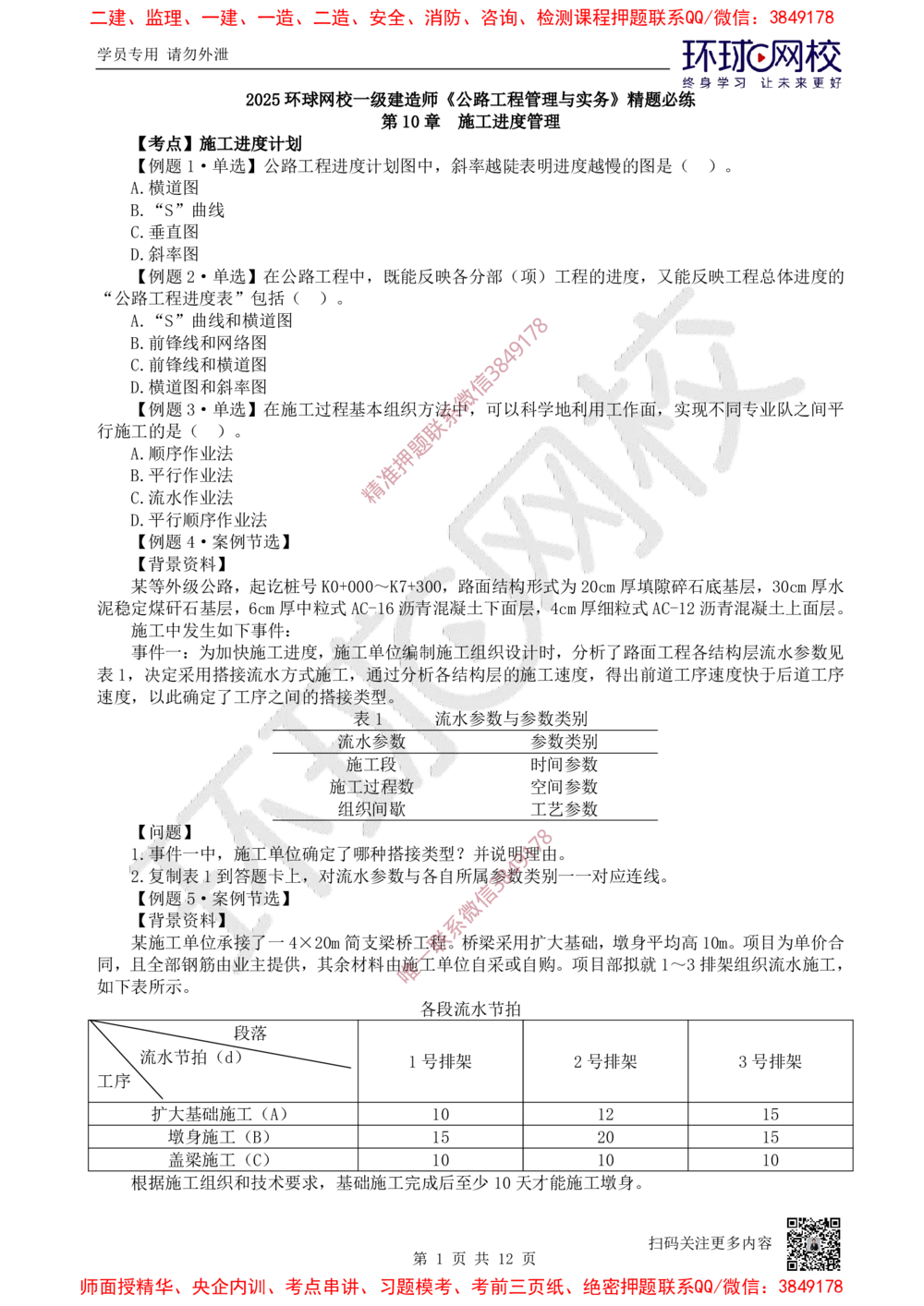 13.2025一建公路精题必练-第13讲-第10-15章进度管理至技术设备管理_2026年一级建造师_2026年一建公路_2025年一建公路SVIP_03-习题精析✿实战特训✿模考通关
