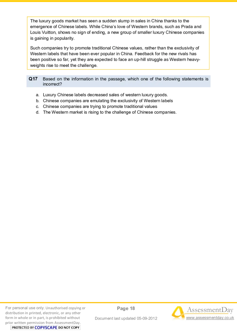 VerbalComprehensionTest1-Questions_2025春招题库汇总_八大题库-1_04八大汇总_信永中和_专业题综合知识-参考_英文题_VerbalReasoningTests