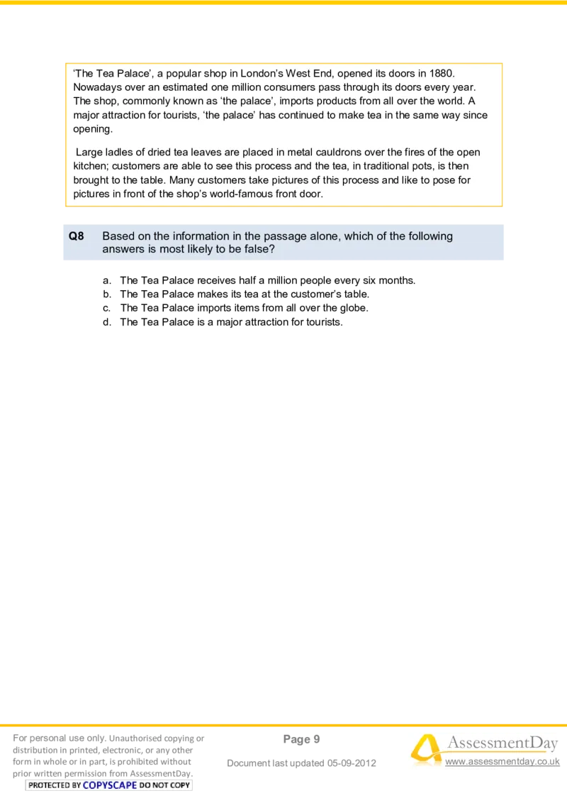 VerbalComprehensionTest1-Questions_2025春招题库汇总_八大题库-1_04八大汇总_信永中和_专业题综合知识-参考_英文题_VerbalReasoningTests