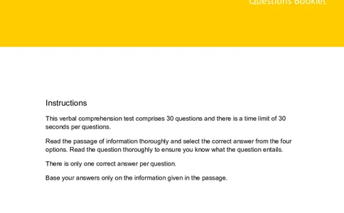 VerbalComprehensionTest1-Questions_2025春招题库汇总_八大题库-1_04八大汇总_信永中和_专业题综合知识-参考_英文题_VerbalReasoningTests