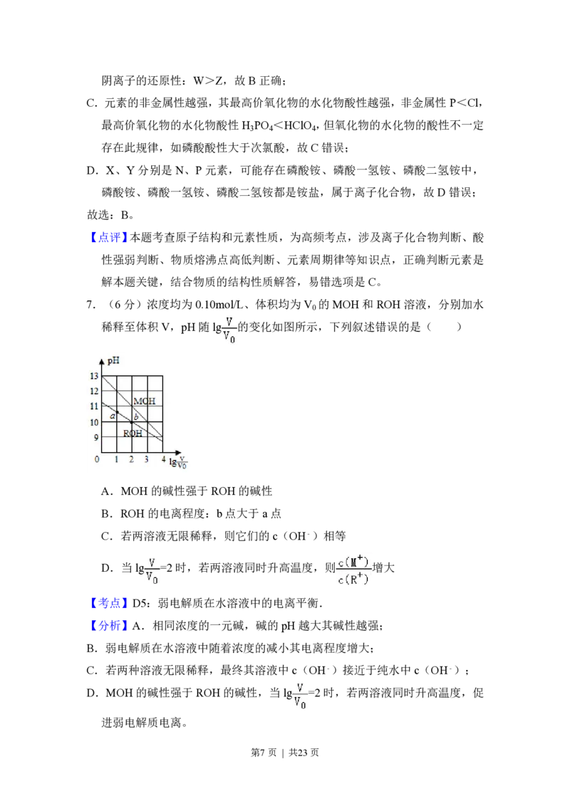 2015年高考化学试卷（新课标Ⅰ）（解析卷）_历年高考真题合集_化学历年高考真题_新&middot;PDF版2008-2025&middot;高考化学真题_化学（按省份分类）2008-2025_2008-2025&middot;（湖北）化学高考真题