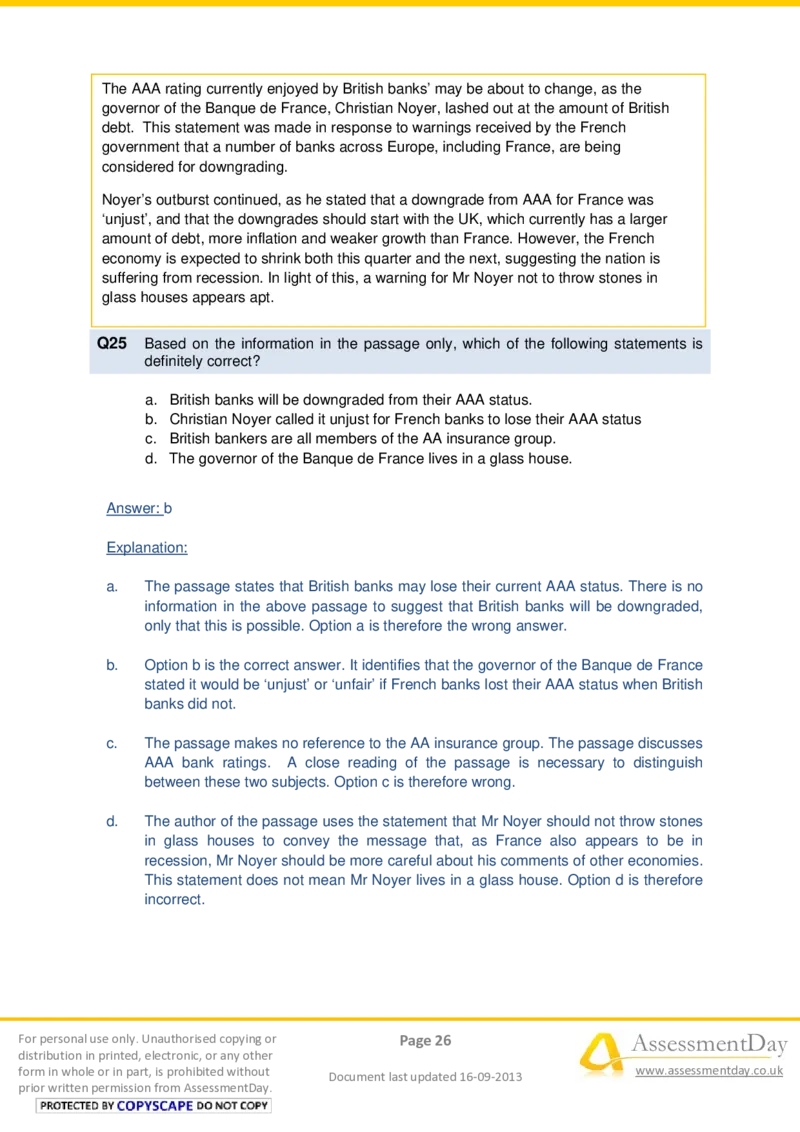 VerbalComprehensionTest1-Solutions_2025春招题库汇总_十大行测题库_2023年十大热门题库更新中_05、TalentQ汇总_TalentQ测试题（适合大多数外资银行以及其他企业）_VerbalReasoning