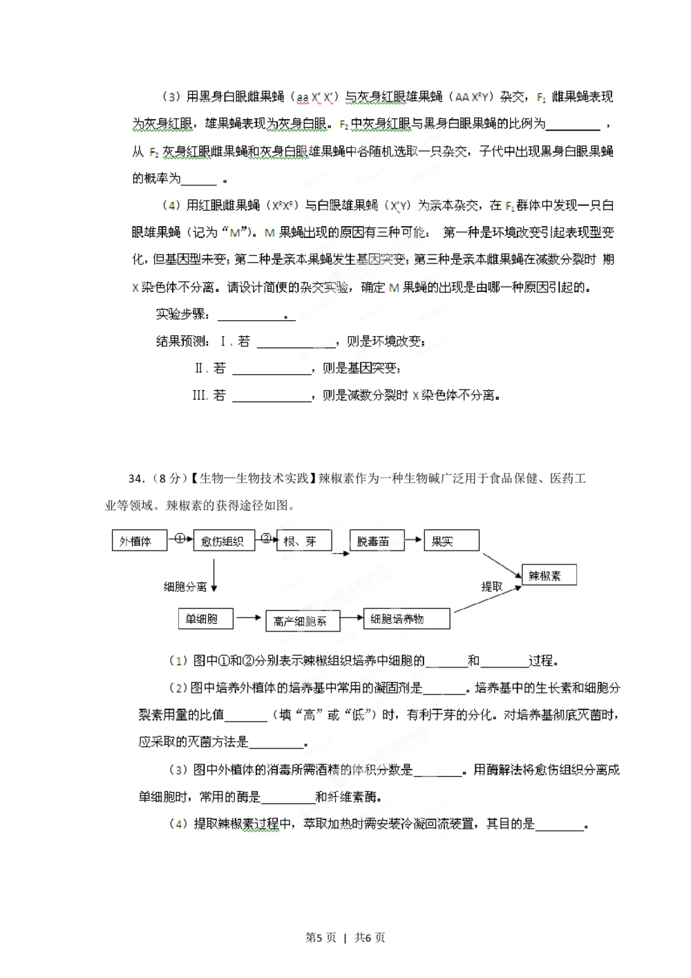 2012年高考生物试卷（山东）（空白卷）_生物历年高考真题_新&middot;PDF版2008-2025&middot;高考生物真题_生物（按试卷类型分类）2008-2025_自主命题卷&middot;生物（2008-2025）