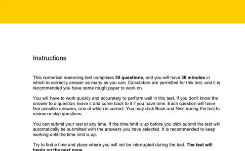 NumericalReasoningTest2-Solutions_2025春招题库汇总_八大题库-1_04八大汇总_信永中和_专业题综合知识-参考_英文题_NumericalReasoningTests