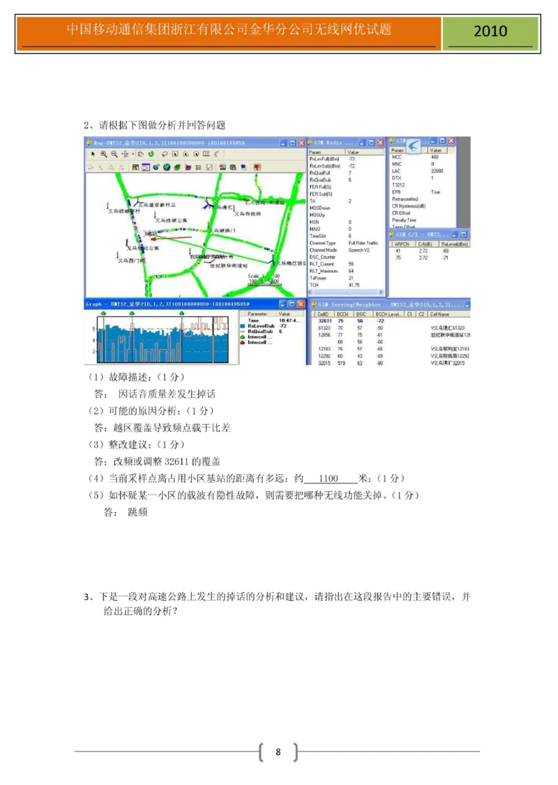 移动笔试真题之技术类--浙江移动金华分公司无线网优测试试题(1)_2025春招题库汇总_国企-运营商题库_2023中国移动笔试资料（清宇）_重中之重之二历年移动笔试真题
