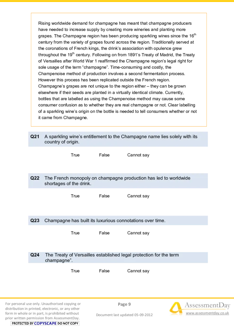 VerbalReasoningTest9-Questions_2025春招题库汇总_八大题库-1_04八大汇总_信永中和_专业题综合知识-参考_英文题_VerbalReasoningTests