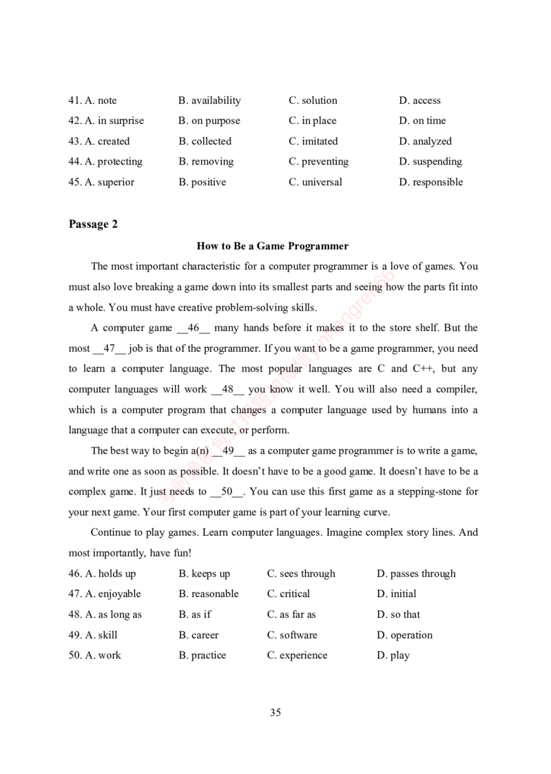 狂训实战-英语-学生版_2025春招题库汇总_银行题库-1_银行全套上岸资料_讲义+题库+冲刺_04、考前冲刺题库（特训冲刺高分题库+详解）全