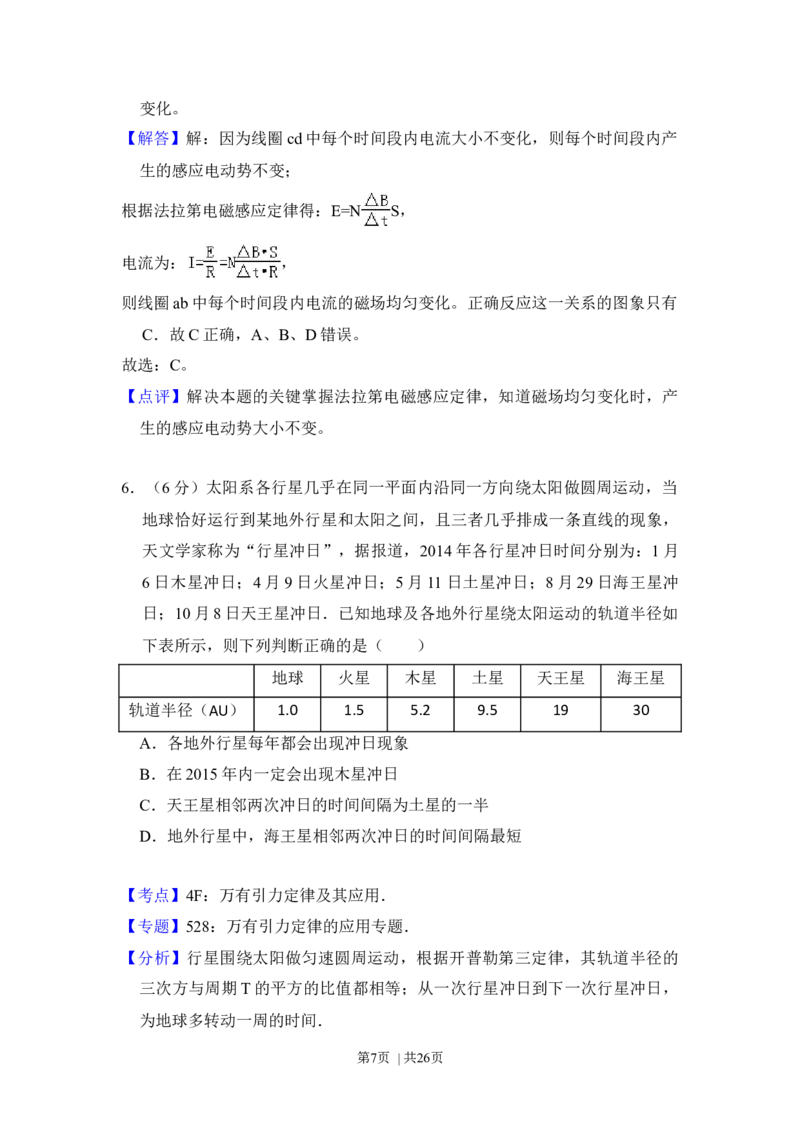 2014年高考物理试卷（新课标Ⅰ）（解析卷）_物理历年高考真题_新&middot;Word版2008-2025&middot;高考物理真题_物理（按年份分类）2008-2025_2014&middot;高考物理真题